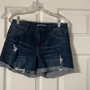 Refuge Blue Distressed Jean Shorts with Cuffed Hems